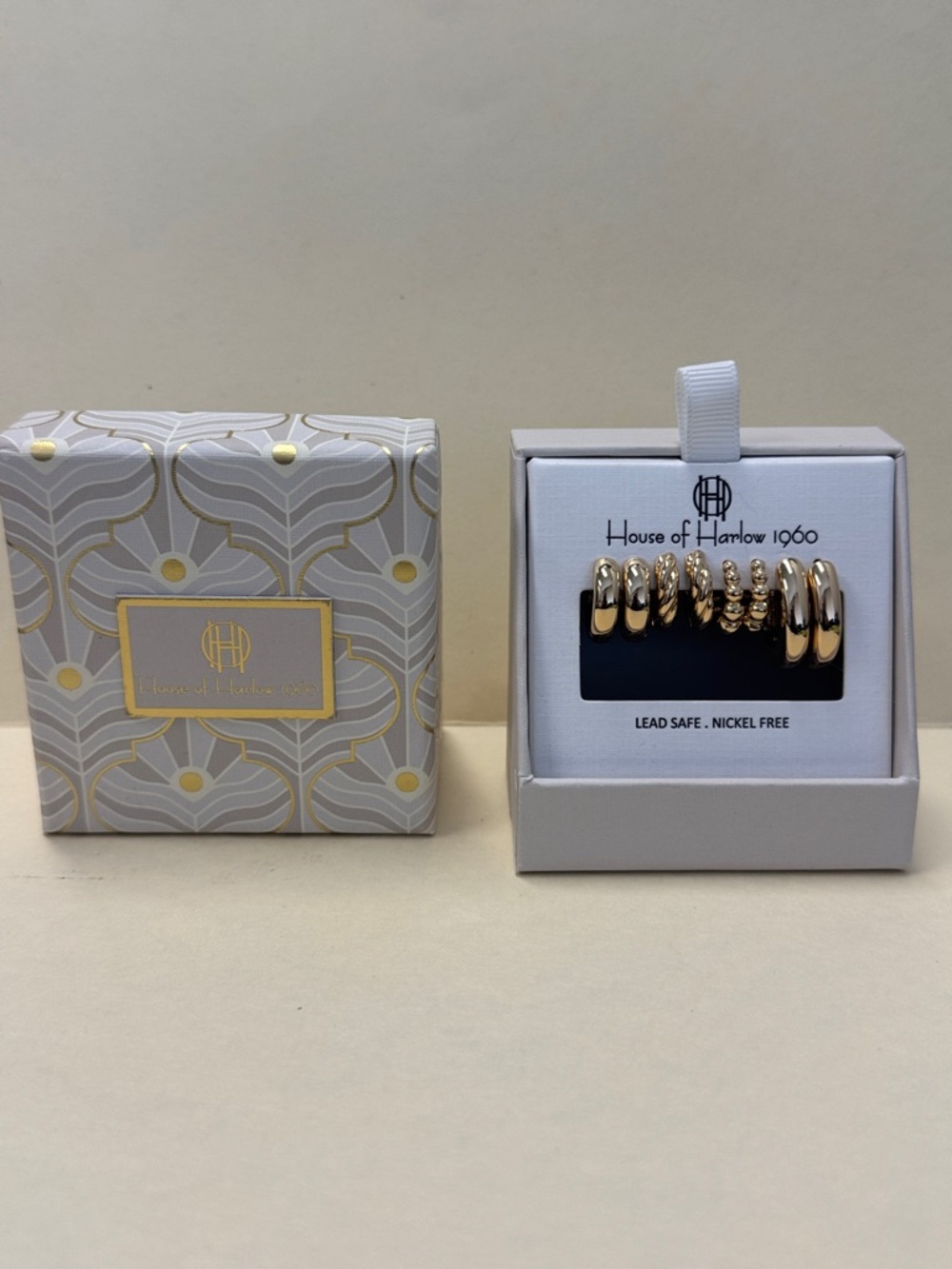 HOUSE OF HARLOW 4p Gold Tone Earring Set Hoop Huggie NIB $100 - Picture 3 of 9
